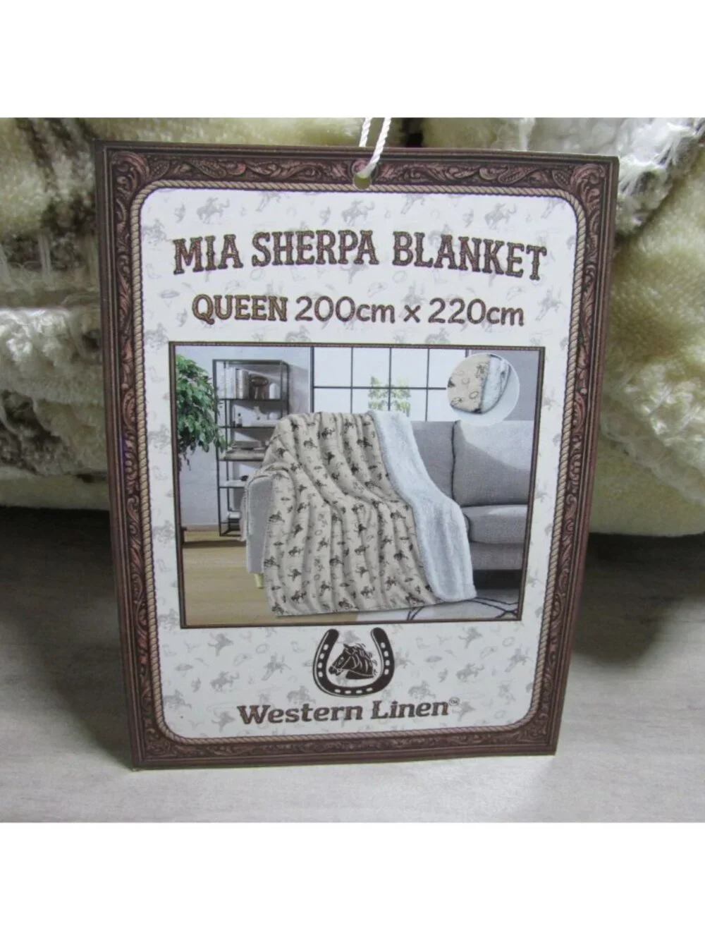 NWT Beige Rodeo Queen Mia Sherpa Blanket Western Linen